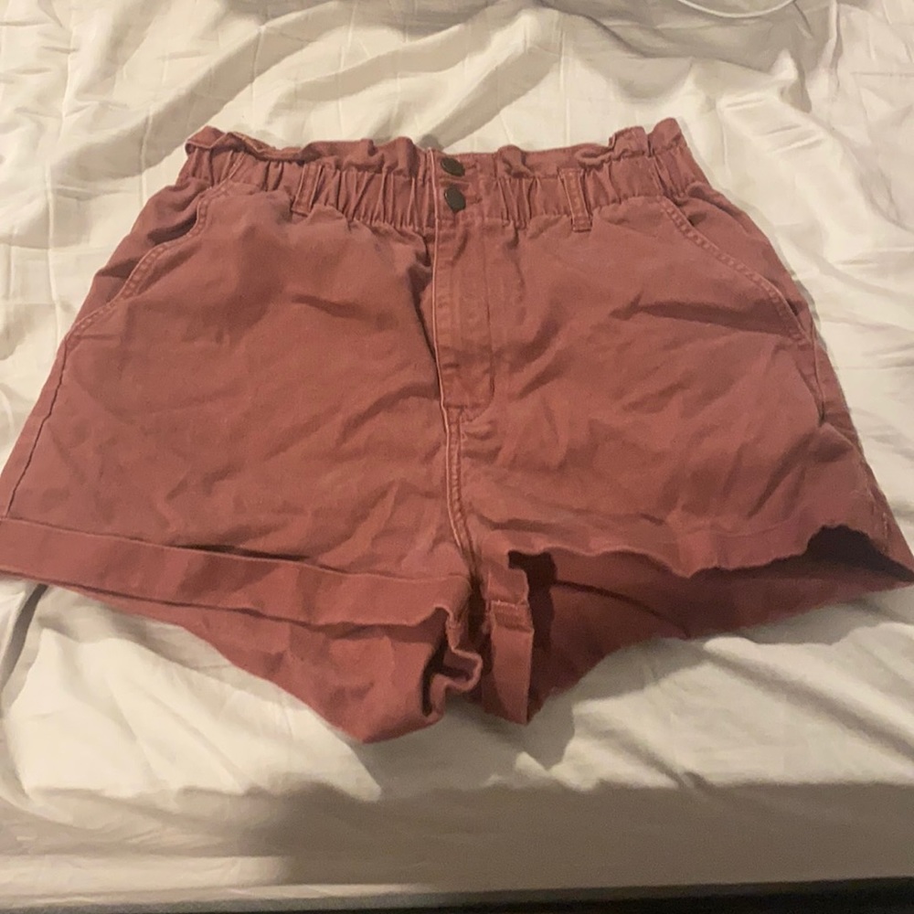 Target burgundy shorts.Highwasted paper bag style